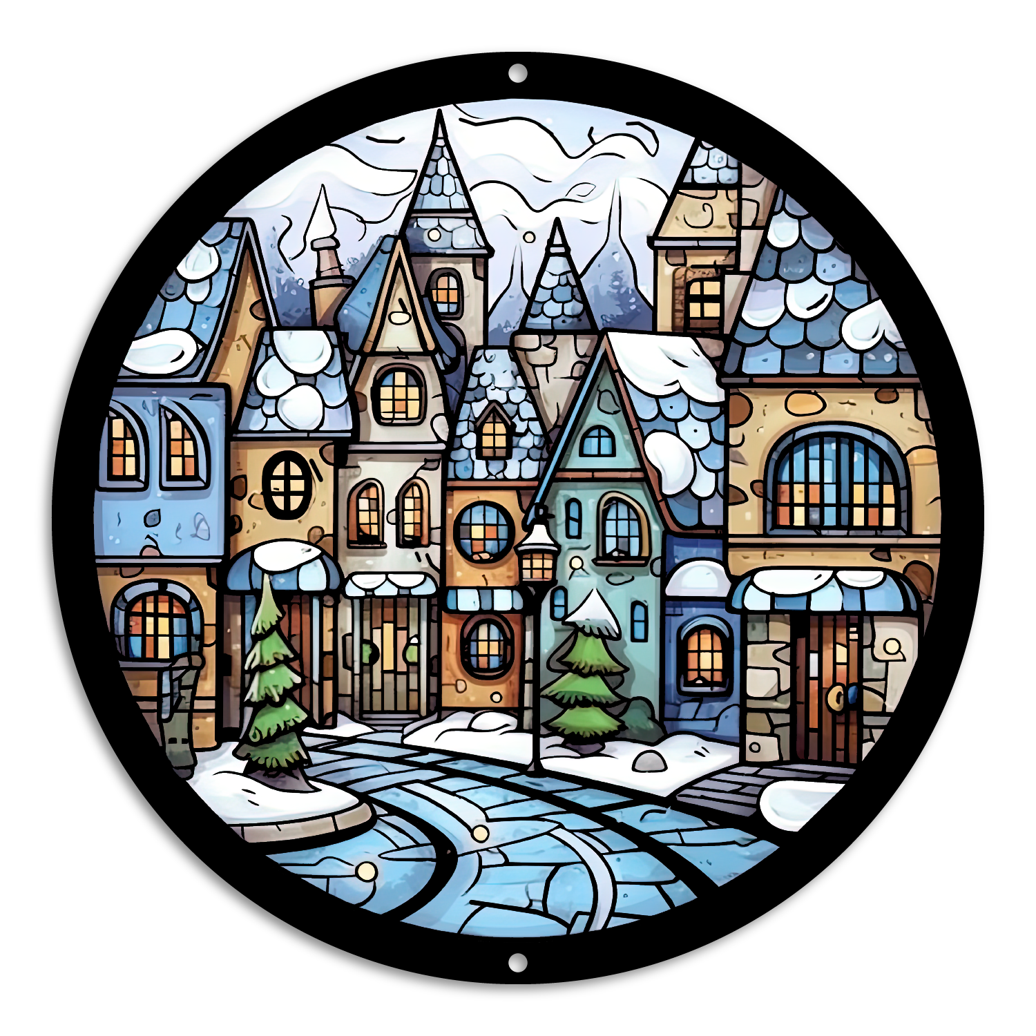 Stained Glass Style Village (#1)