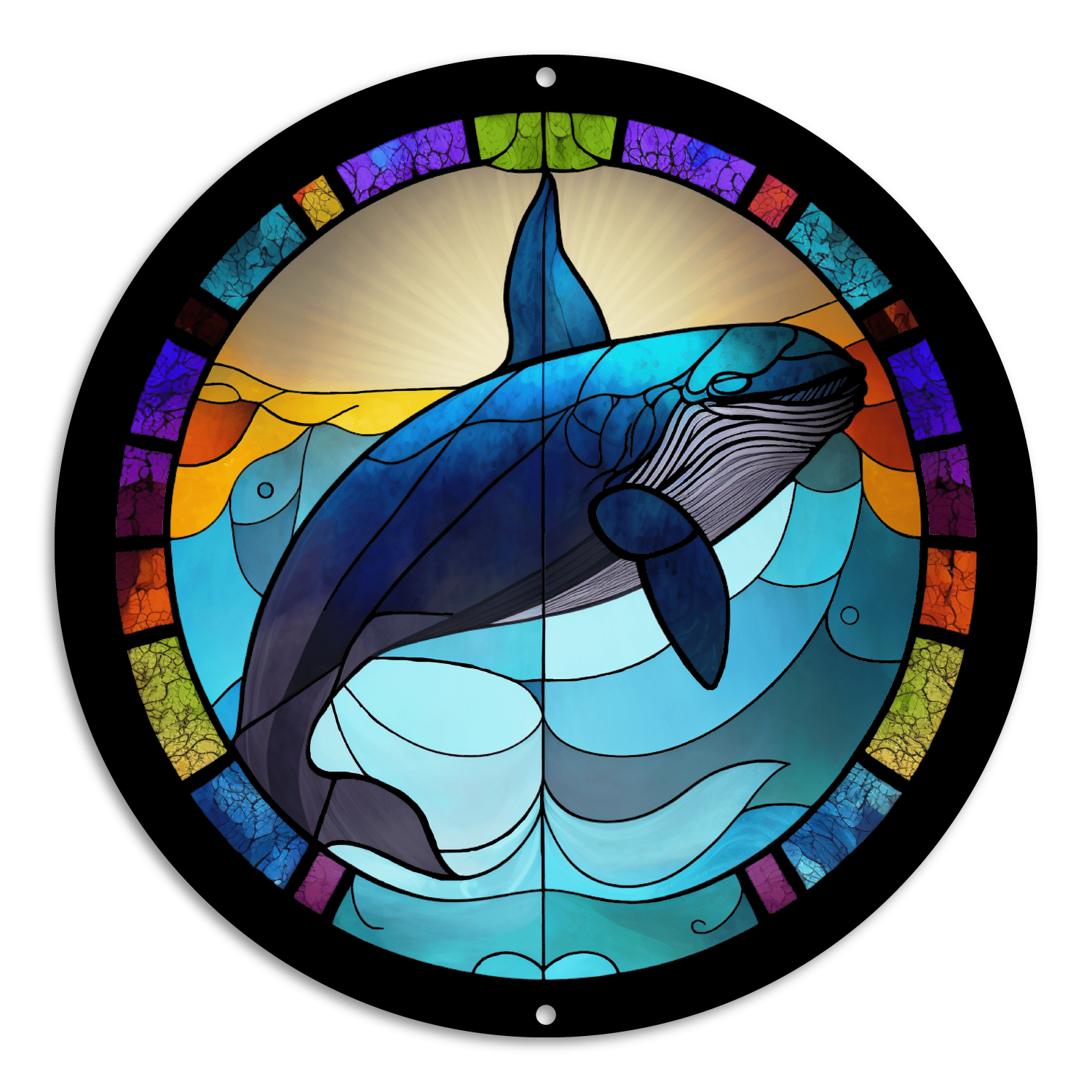 Stained Glass Style Print Whale (#1)