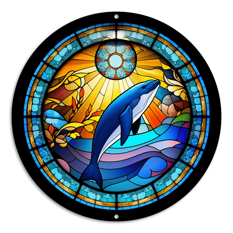 Stained Glass Style Print Whale (#2)