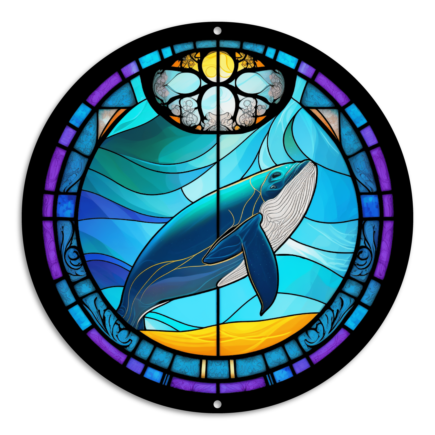 Stained Glass Style Print Whale (#5)