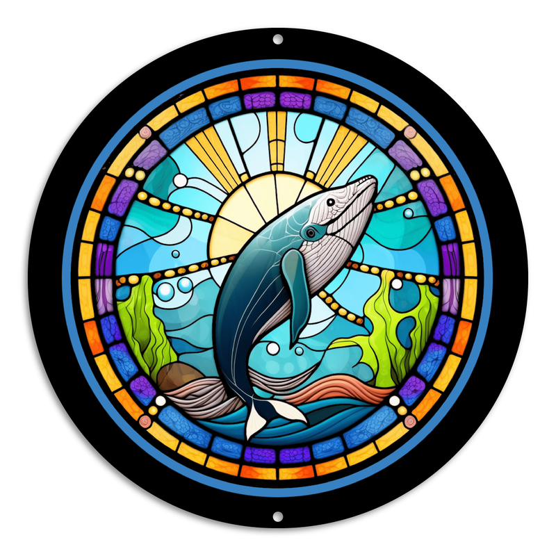 Stained Glass Style Print Whale (#6)