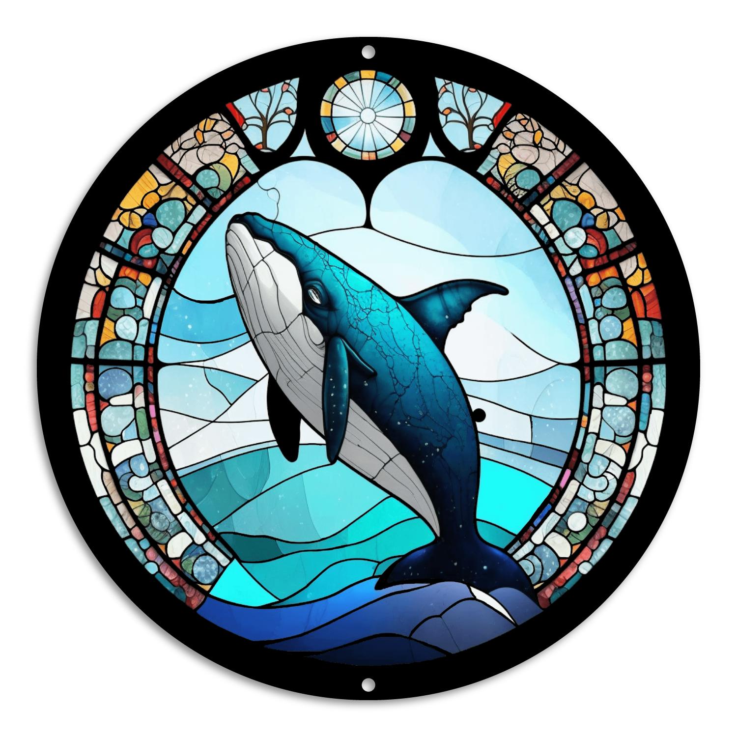 Stained Glass Style Print Whale (#8)