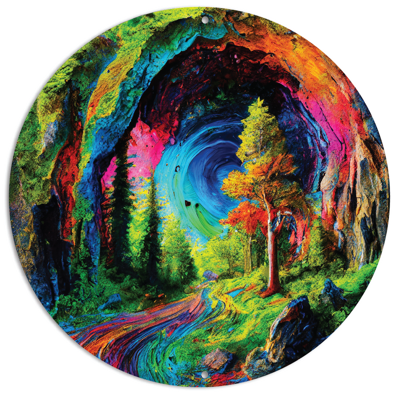 Psychedelic forest portal scene
