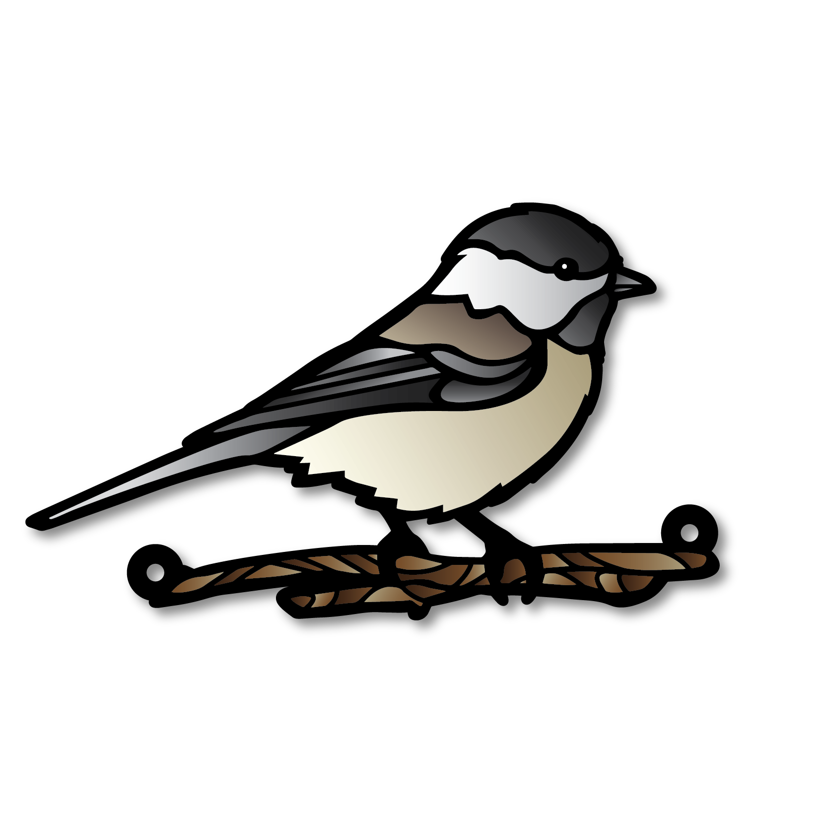 Stained Glass Style Print Chickadee Decoration