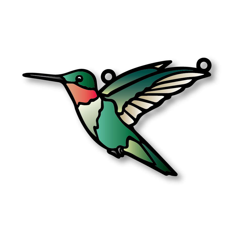 Stained Glass Style Print Hummingbird Decoration