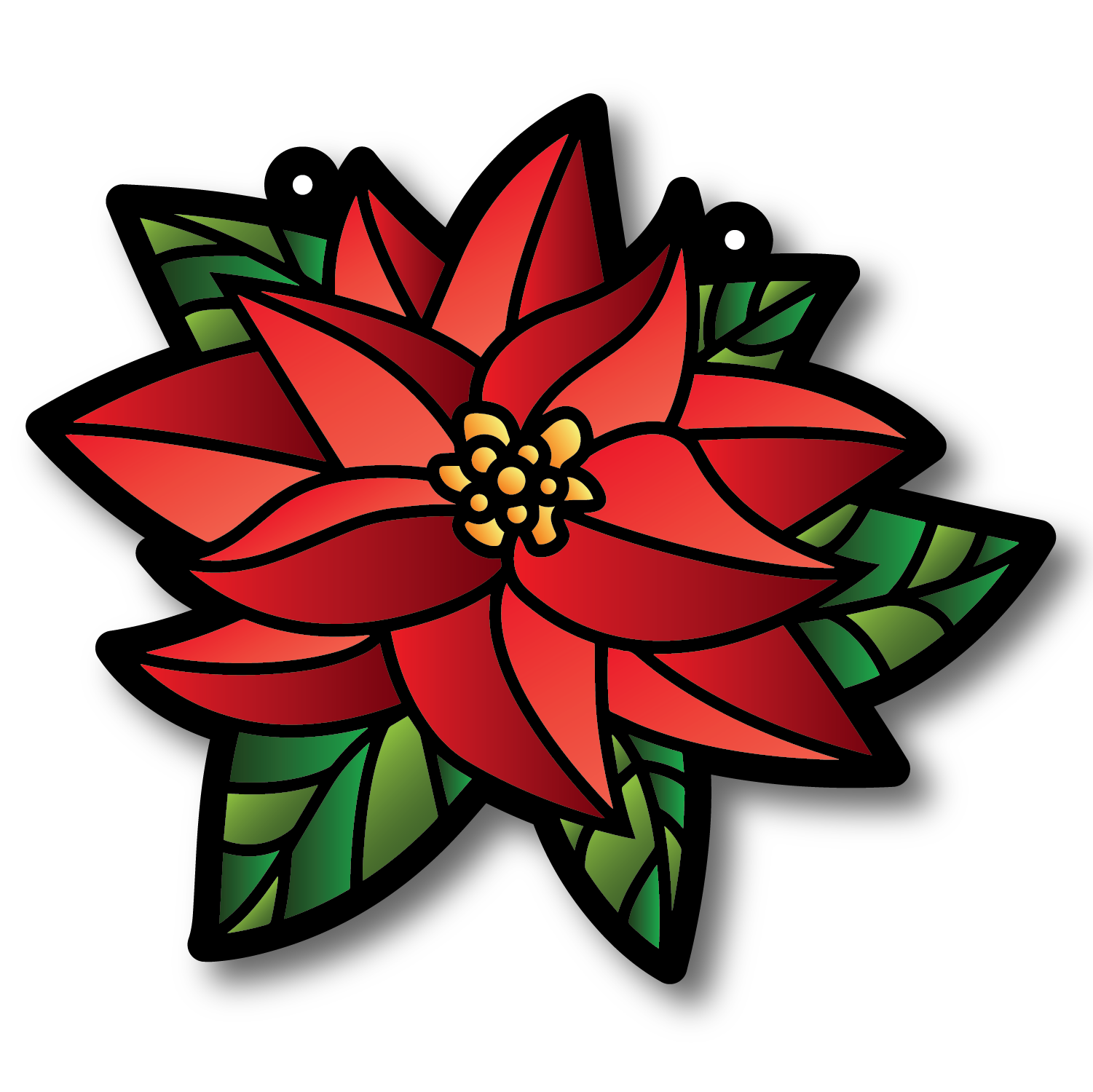 Stained Glass Style Print Poinsettia Decoration