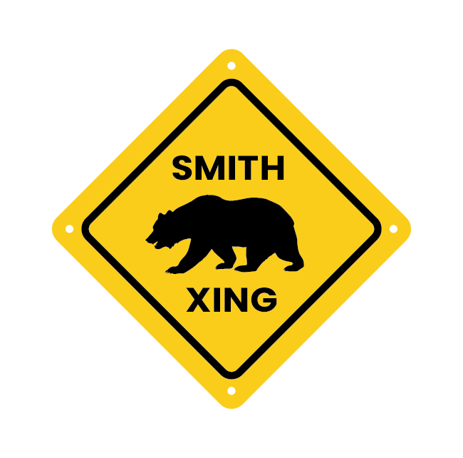 Personalized Bear Crossing Road Sign