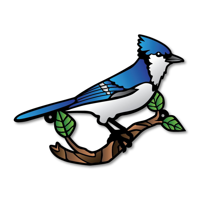Stained Glass Style Print Blue Jay Decoration