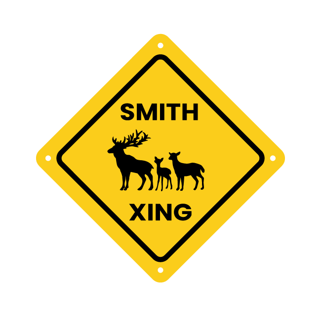 Personalized Deer Family Crossing Road Sign