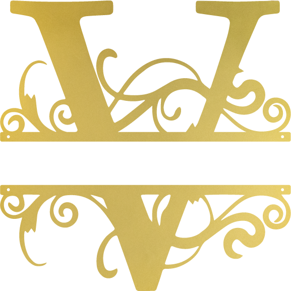 gold V monogram
