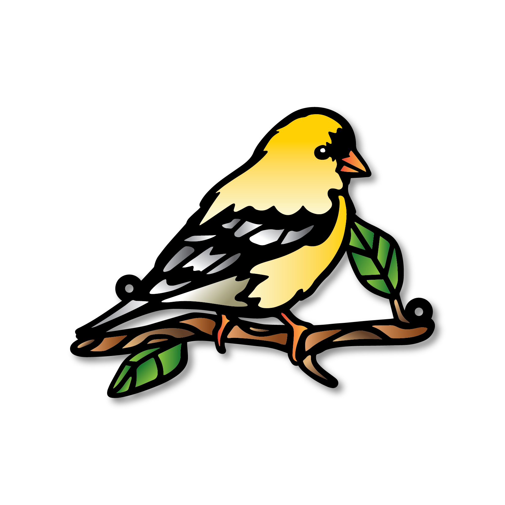 Stained Glass Style Print Goldfinch Decoration