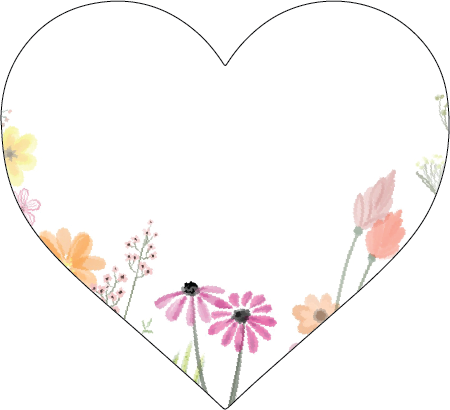 Printed Heart Daisy Flowers