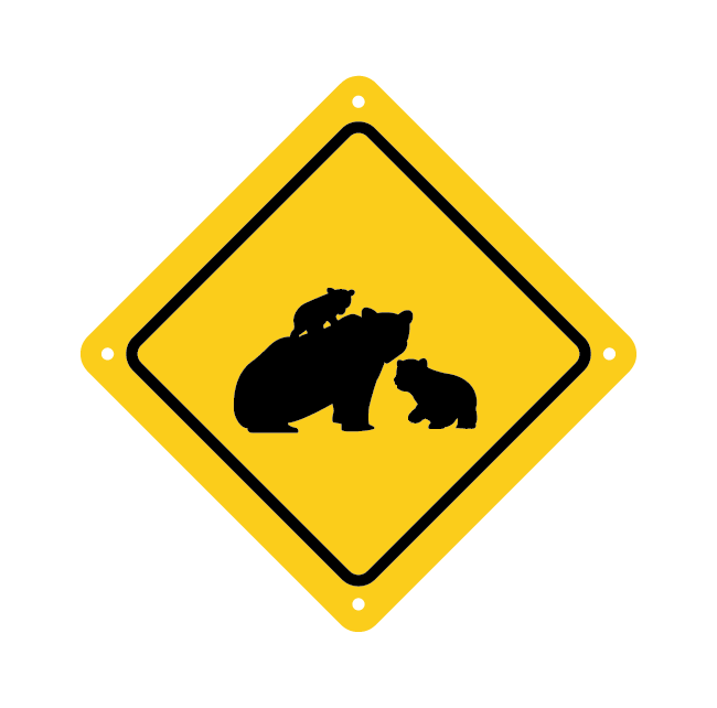 Personalized Mama Bear and Cubs Crossing Road Sign