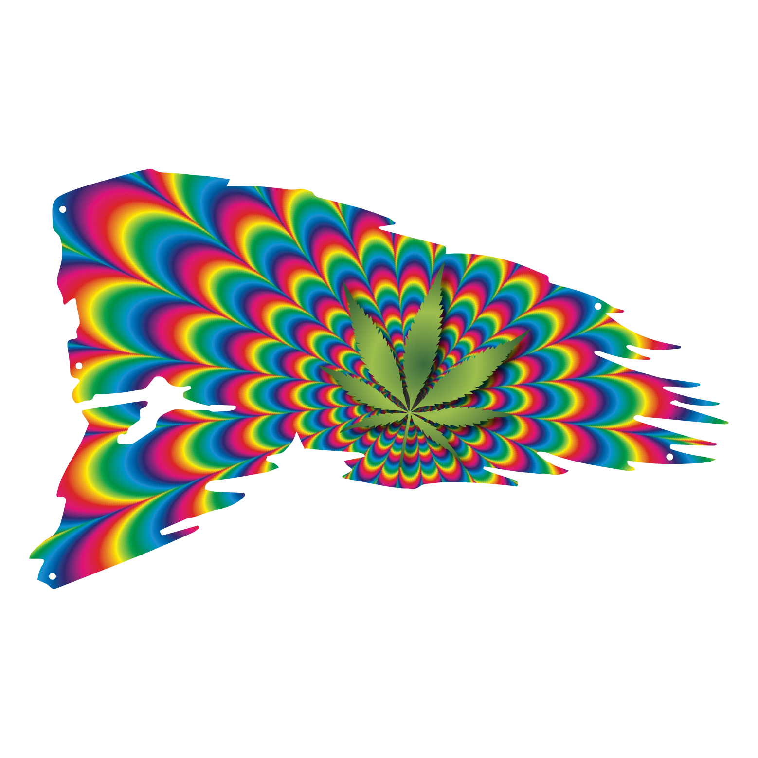 Psychedelic Leaf Tattered Flag