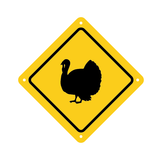 turkey road sign with yellow baackground