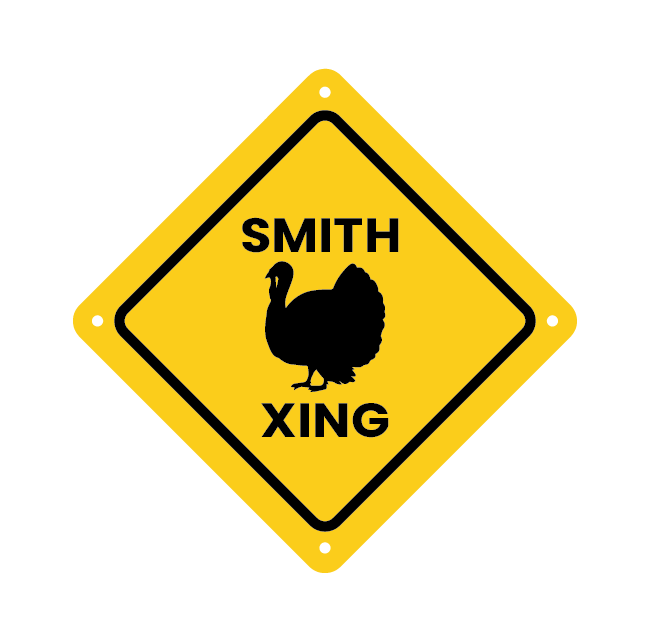 Personalized Turkey Crossing Road Sign