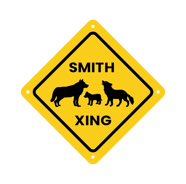 Personalized Wolf Family Crossing Road Sign
